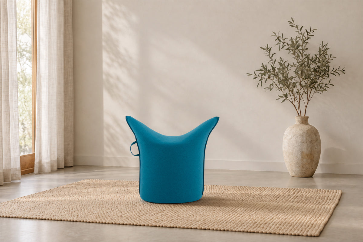 Wollfilz Hocker Aqua | Niedrige Ausführung | Sitzhöhe 42 cm