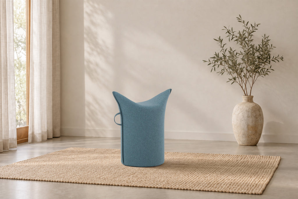 Wollfilz Hocker Blaugrau | Hohe Ausführung | Sitzhöhe 50 cm (Kopie)