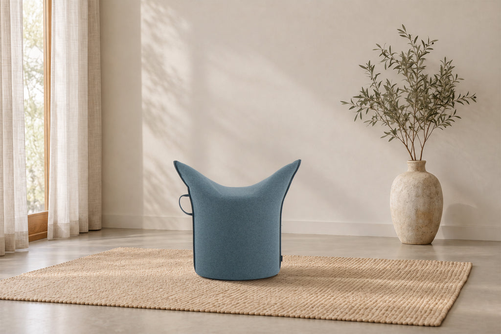 Wollfilz Hocker Blaugrau| Niedrige Ausführung | Sitzhöhe 42 cm
