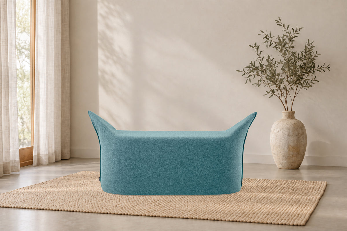 Wollfilz Hocker Blaugrau | Ausführung Bank | Sitzhöhe 42 cm