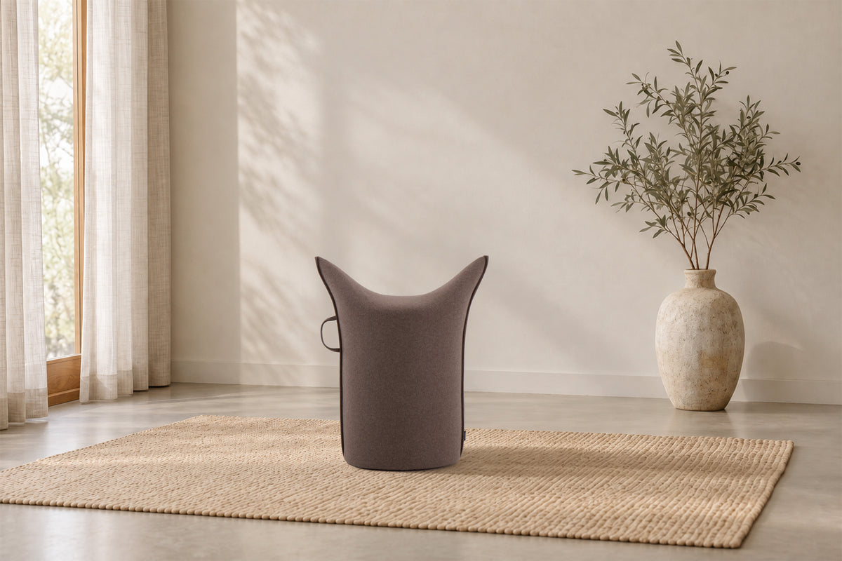 Wollfilz Hocker Braun | Hohe Ausführung | Sitzhöhe 50 cm