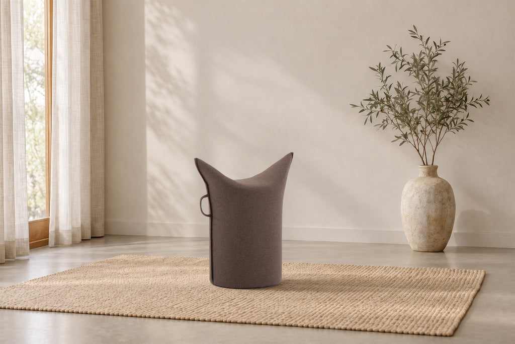 Wollfilz Hocker Braun | Hohe Ausführung | Sitzhöhe 50 cm