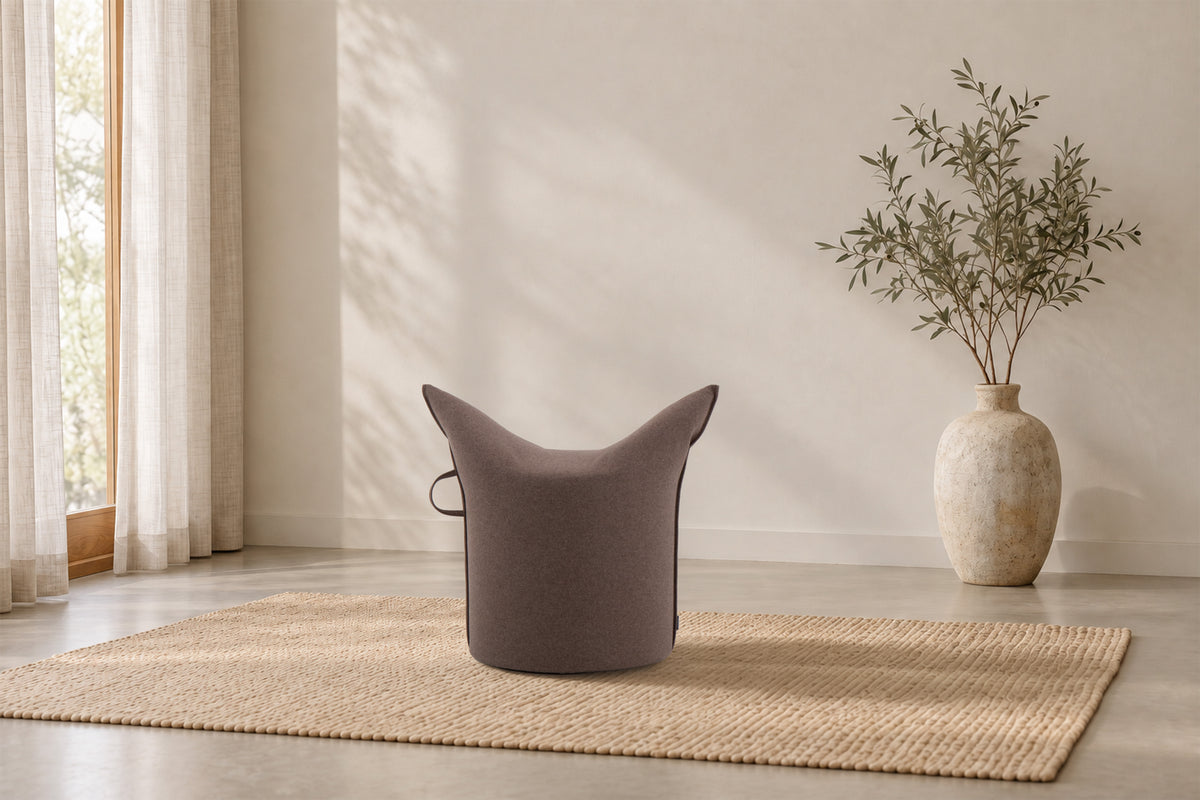 Wollfilz Hocker Braun | Niedrige Ausführung | Sitzhöhe 42 cm