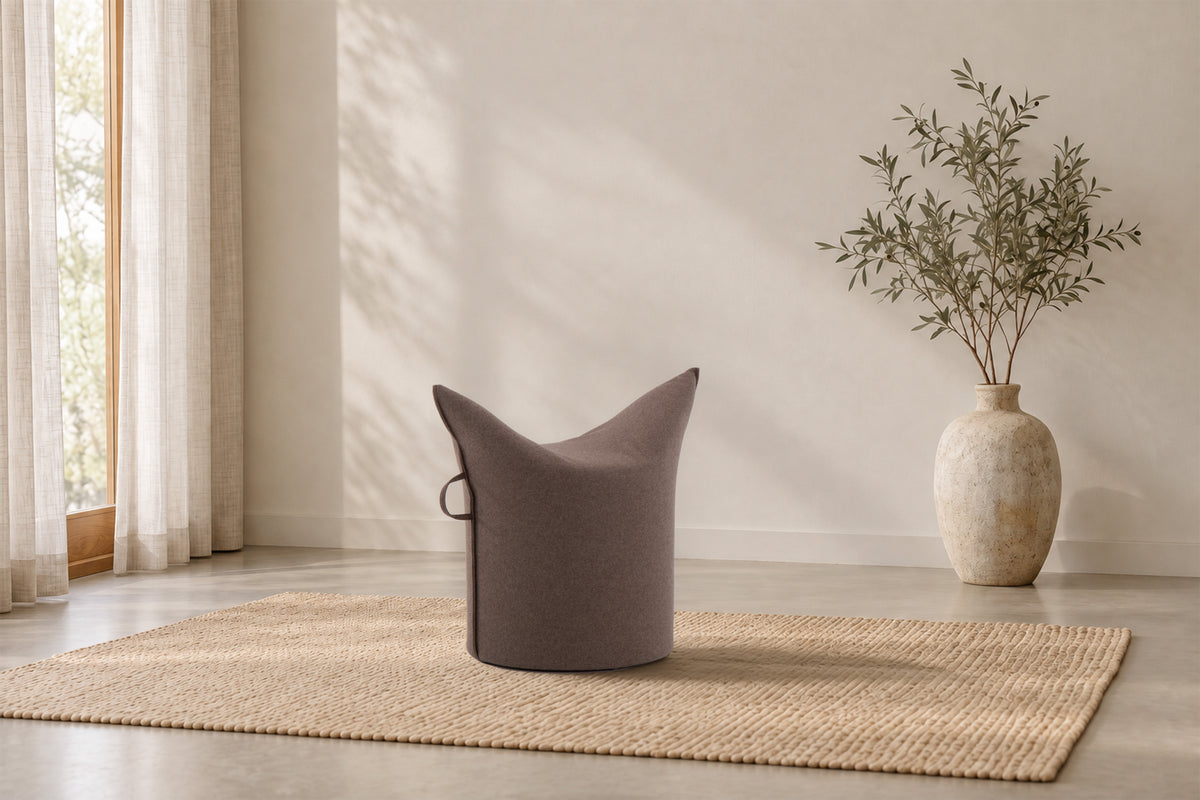 Wollfilz Hocker Braun | Niedrige Ausführung | Sitzhöhe 42 cm