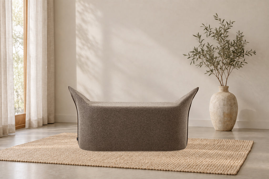 Wollfilz Hocker Braun | Ausführung Bank | Sitzhöhe 42 cm