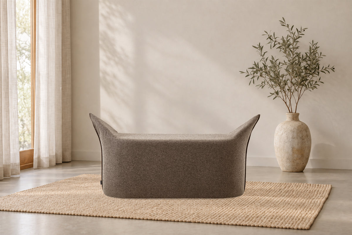 Wollfilz Hocker Braun | Ausführung Bank | Sitzhöhe 42 cm
