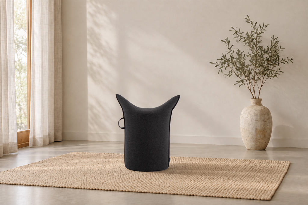 Wollfilz Hocker Dunkelgrau| Hohe Ausführung | Sitzhöhe 50 cm