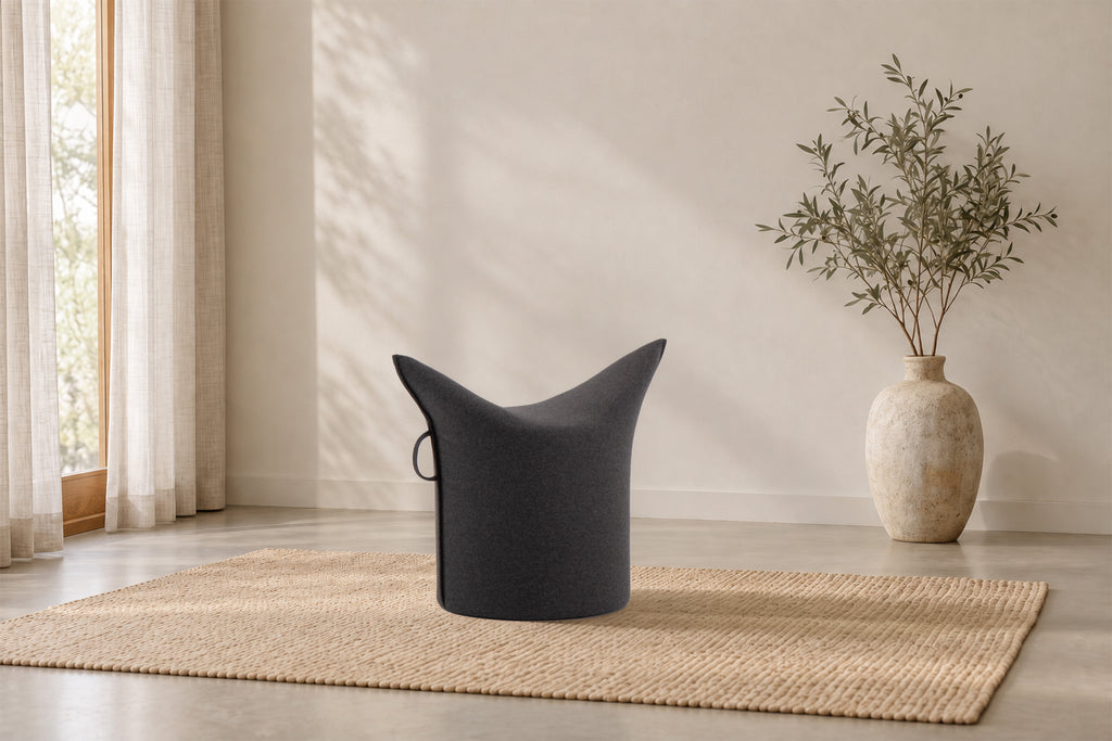 Wollfilz Hocker Dunkelgrau| Niedrige Ausführung | Sitzhöhe 42 cm