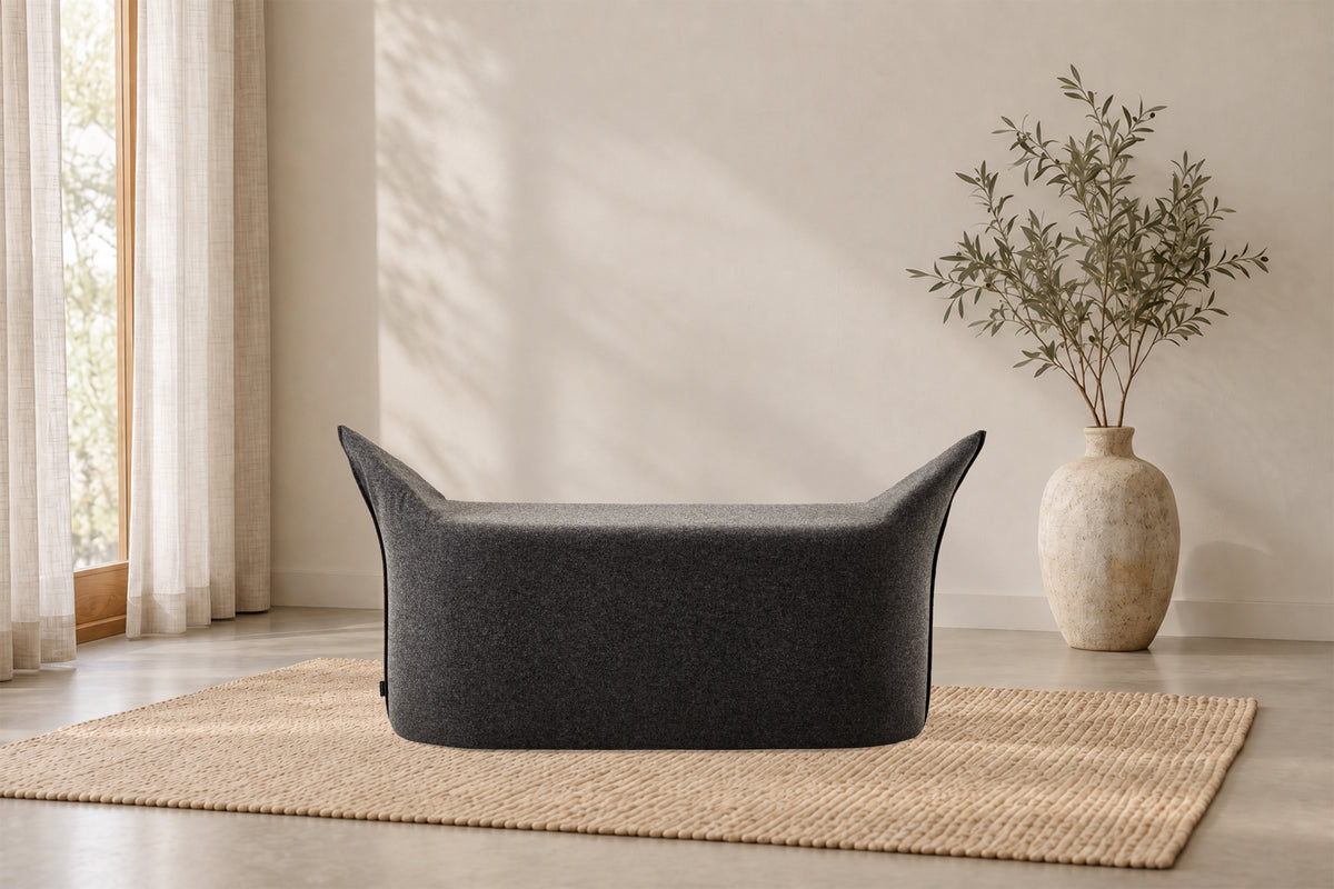 Wollfilz Hocker Dunkelgrau | Ausführung Bank | Sitzhöhe 42 cm
