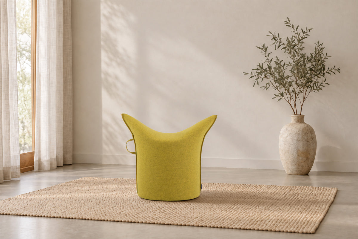 Wollfilz Hocker Gelb Niedrige Ausführung | Sitzhöhe 42 cm