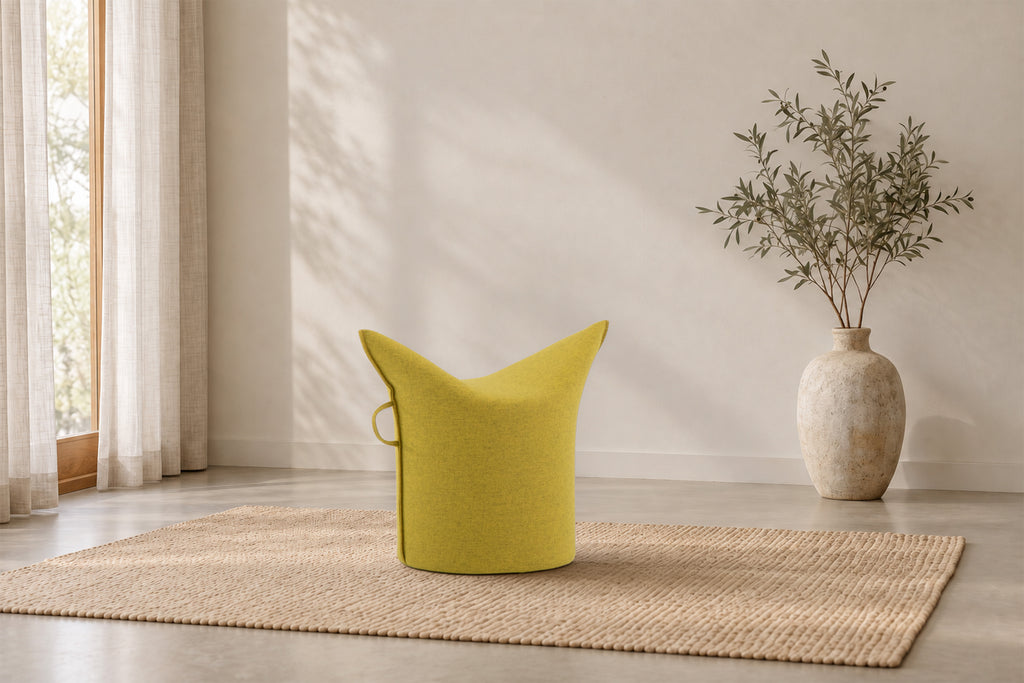 Wollfilz Hocker Gelb Niedrige Ausführung | Sitzhöhe 42 cm