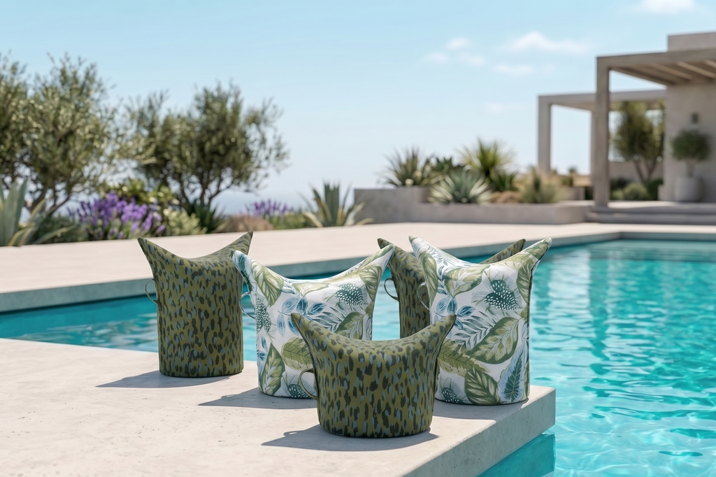 Sommer-Edition Hocker "Tropic Leaf" | Hohe Ausführung | Sitzhöhe 50 cm