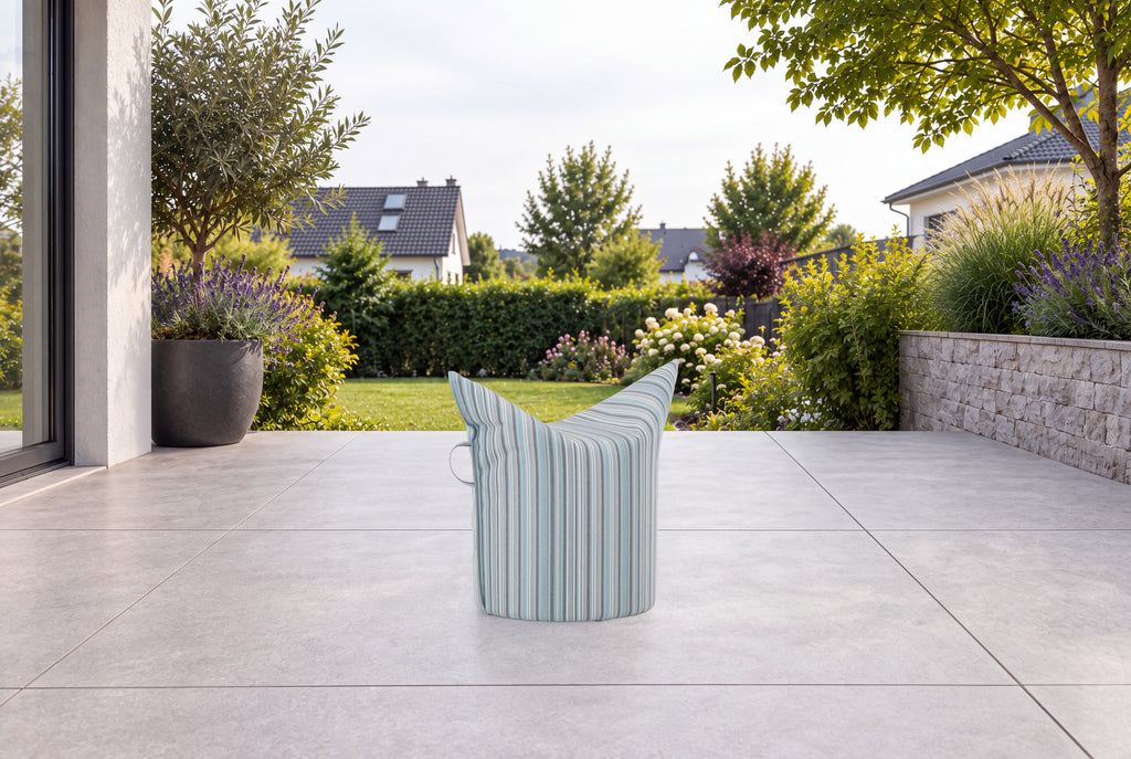 Hocker Outdoor Blau gestreift (nicht abziehbar) | Niedrige Ausführung | Sitzhöhe42 cm