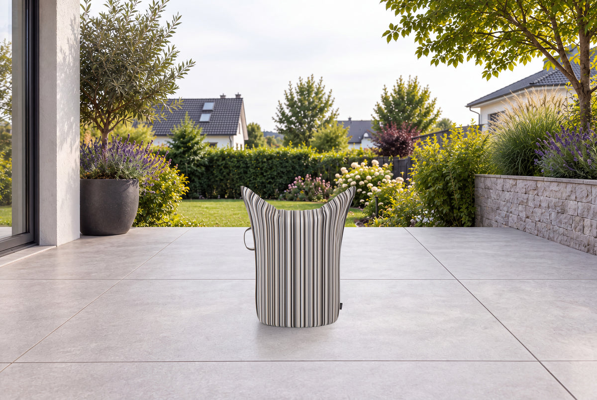 Hocker Outdoor Grau gestreift (nicht abziehbar) | Hohe Ausführung | Sitzhöhe 50 cm