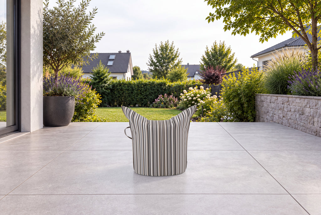 Hocker Outdoor Grau gestreift  (nicht abziehbar) | Niedrige Ausführung | Sitzhöhe42 cm