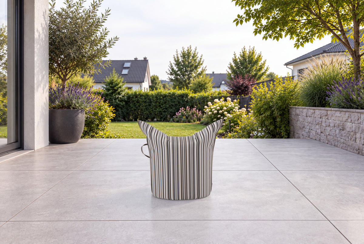 Hocker Outdoor Grau gestreift  (nicht abziehbar) | Niedrige Ausführung | Sitzhöhe42 cm