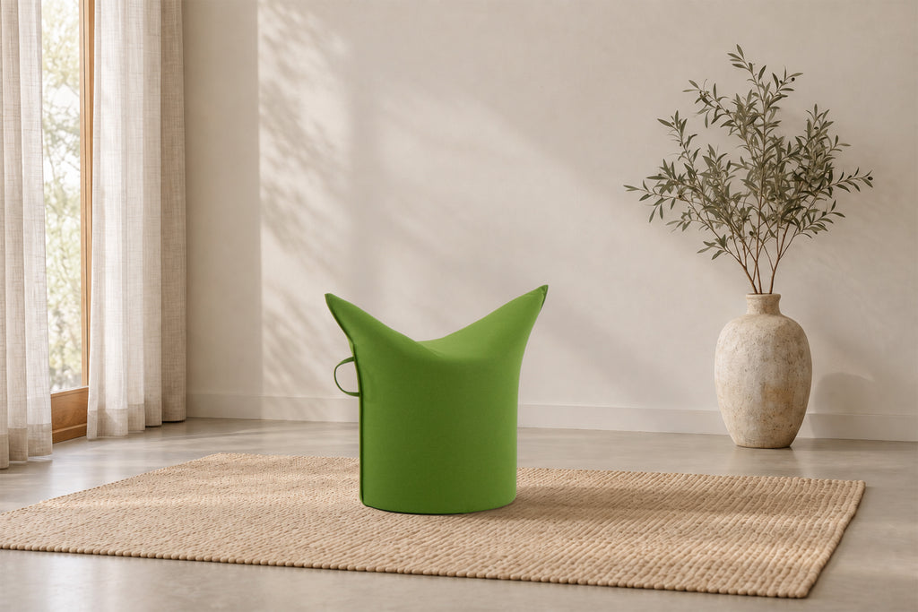 Wollfilz Hocker Grün | Niedrige Ausführung | Sitzhöhe 42 cm