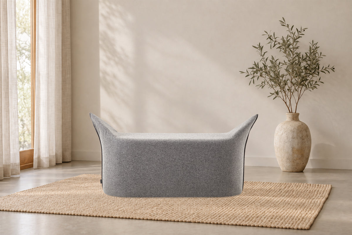 Wollfilz Hocker Hellgrau | Ausführung Bank | Sitzhöhe 42 cm