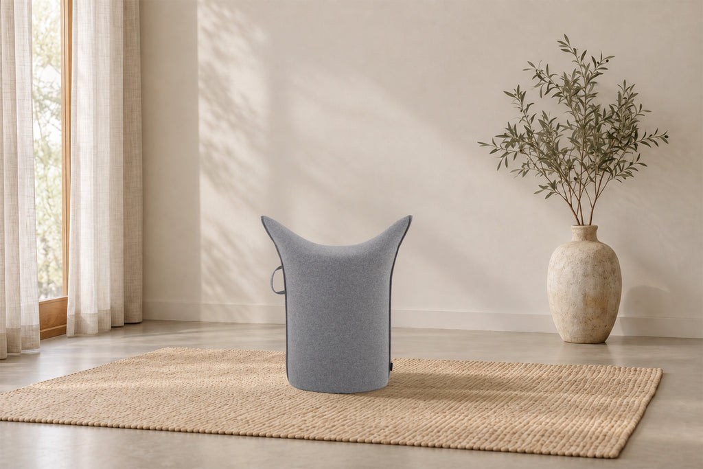 Wollfilz Hocker Hellgrau | Hohe Ausführung | Sitzhöhe 50 cm