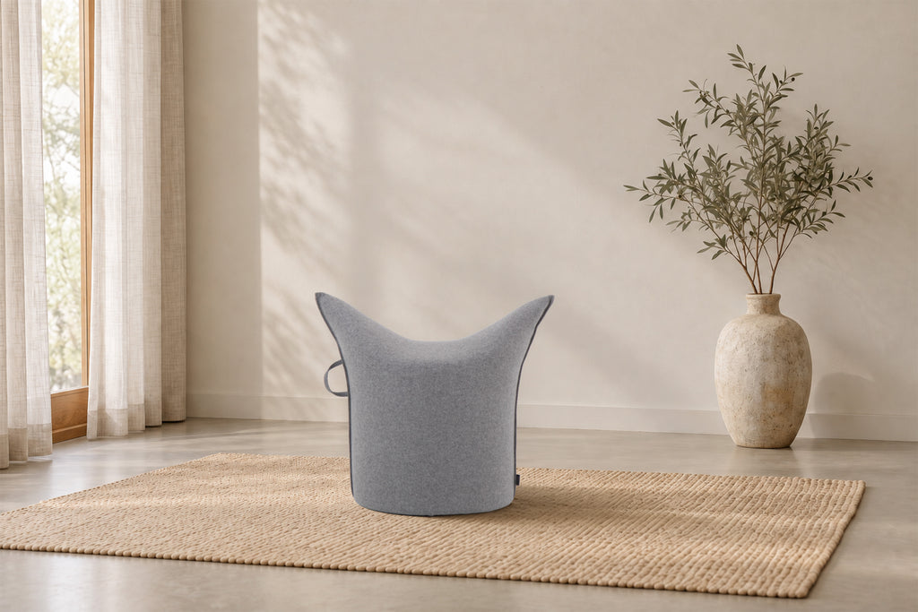 Wollfilz Hocker Hellgrau Niedrige Ausführung | Sitzhöhe 42 cm