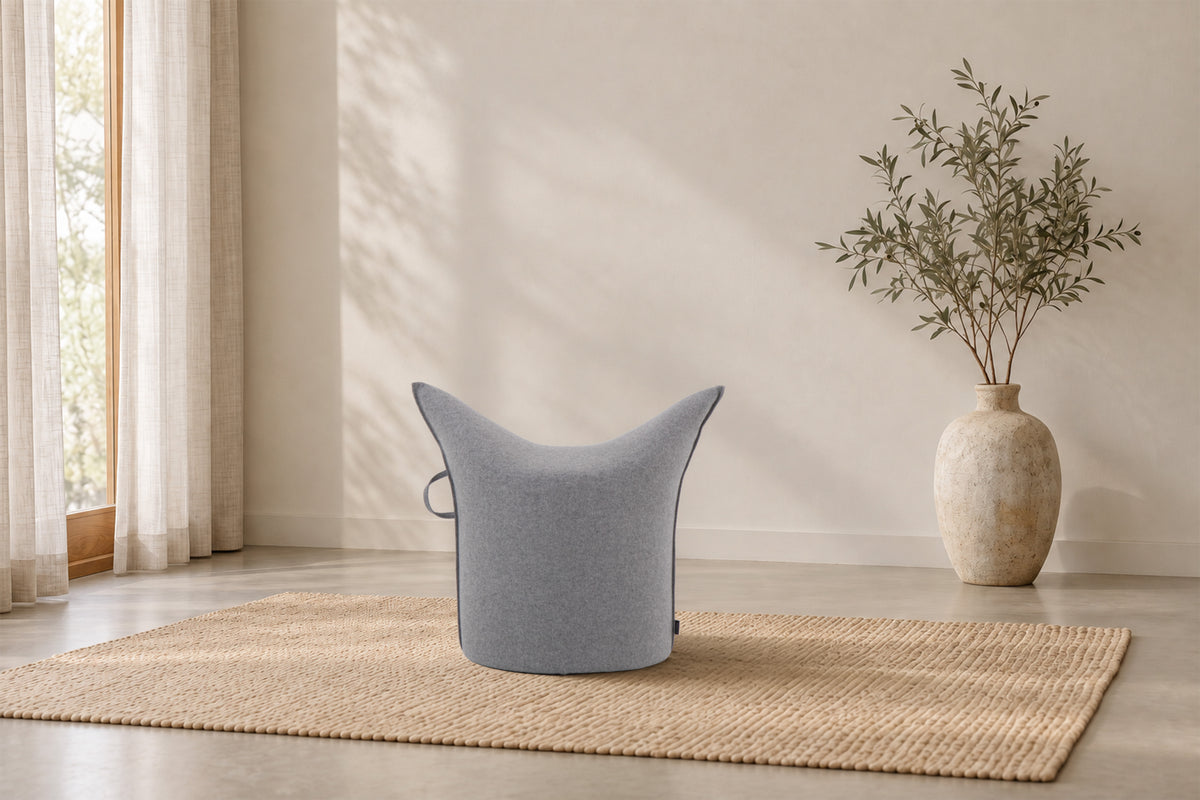 Wollfilz Hocker Hellgrau Niedrige Ausführung | Sitzhöhe 42 cm