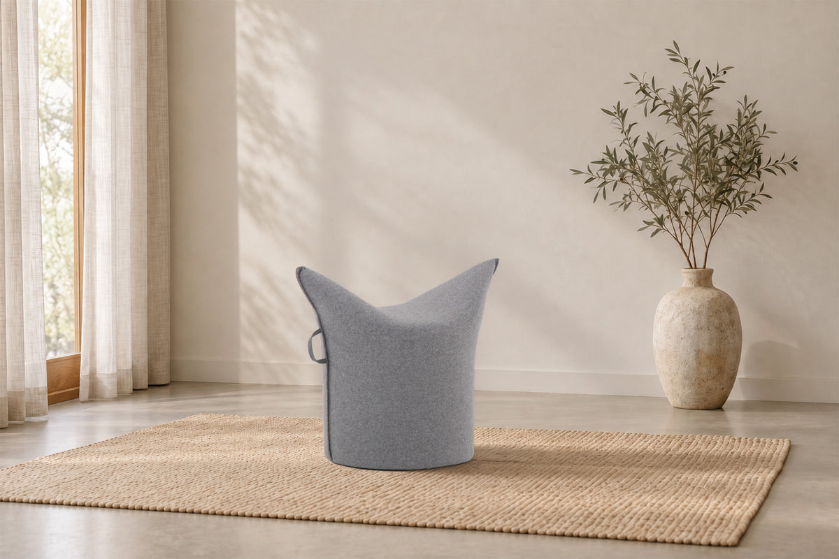 Wollfilz Hocker Hellgrau Niedrige Ausführung | Sitzhöhe 42 cm