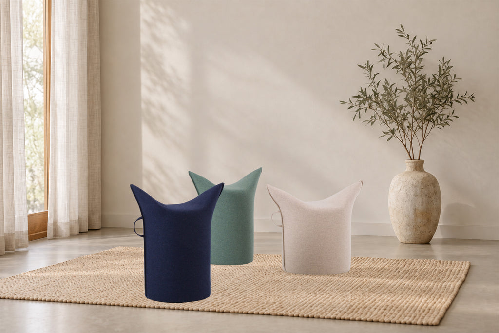 Wollfilz Hocker Natural |  Hohe Ausführung | Sitzhöhe 50 cm