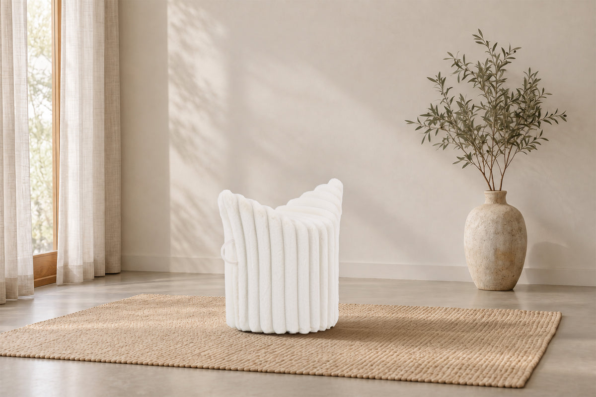 Winter-Edition Hocker „Hug“ Weiß| Niedrige Ausführung | Sitzhöhe 42 cm