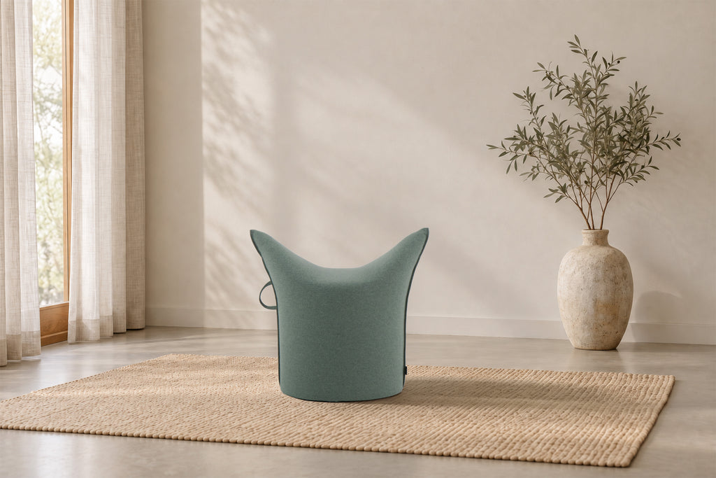 Wollfilz Hocker Mint | Niedrige Ausführung | Sitzhöhe 42 cm