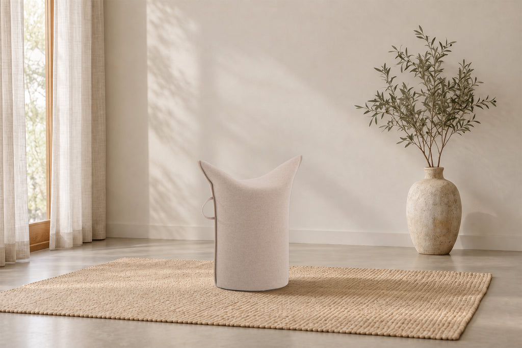 Wollfilz Hocker Natural |  Hohe Ausführung | Sitzhöhe 50 cm