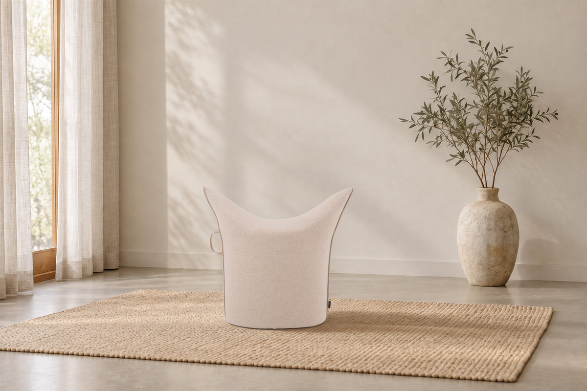 Wollfilz Hocker Natural| Niedrige Ausführung | Sitzhöhe 42 cm