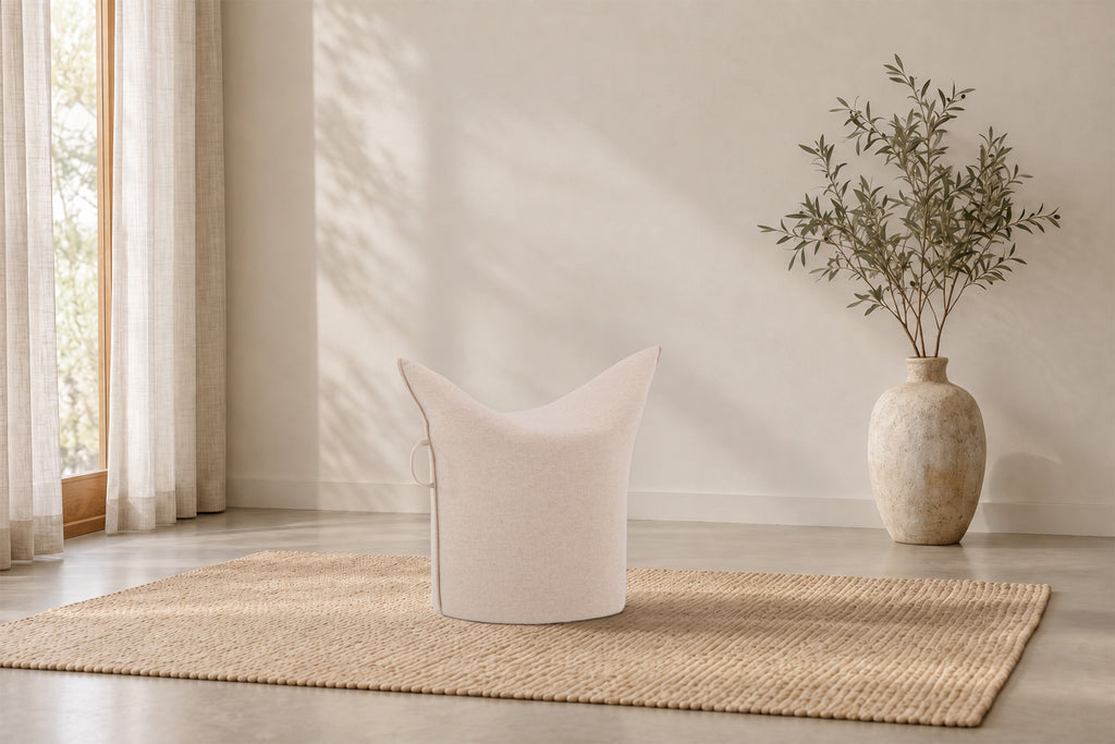 Wollfilz Hocker Natural| Niedrige Ausführung | Sitzhöhe 42 cm