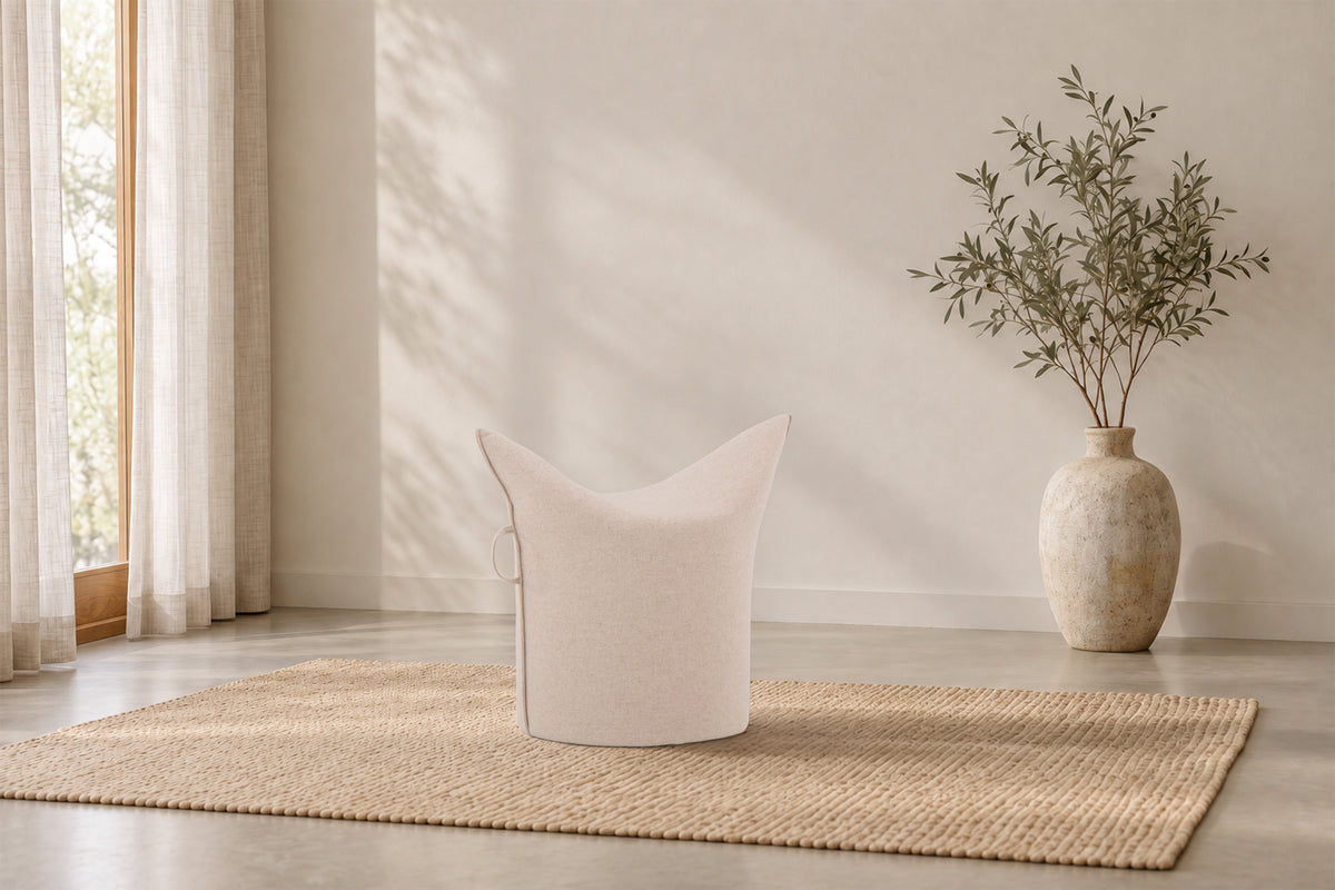 Wollfilz Hocker Natural| Niedrige Ausführung | Sitzhöhe 42 cm