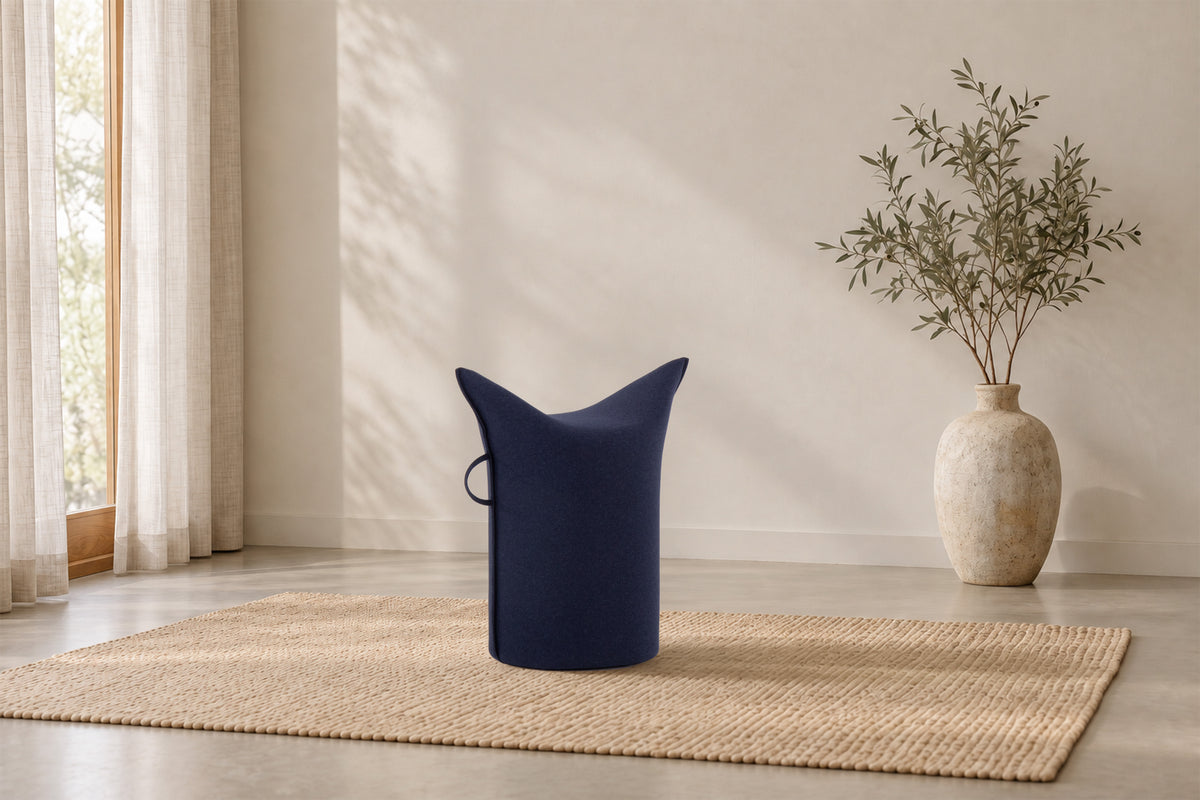 Wollfilz Hocker Navy| Hohe Ausführung | Sitzhöhe 50 cm