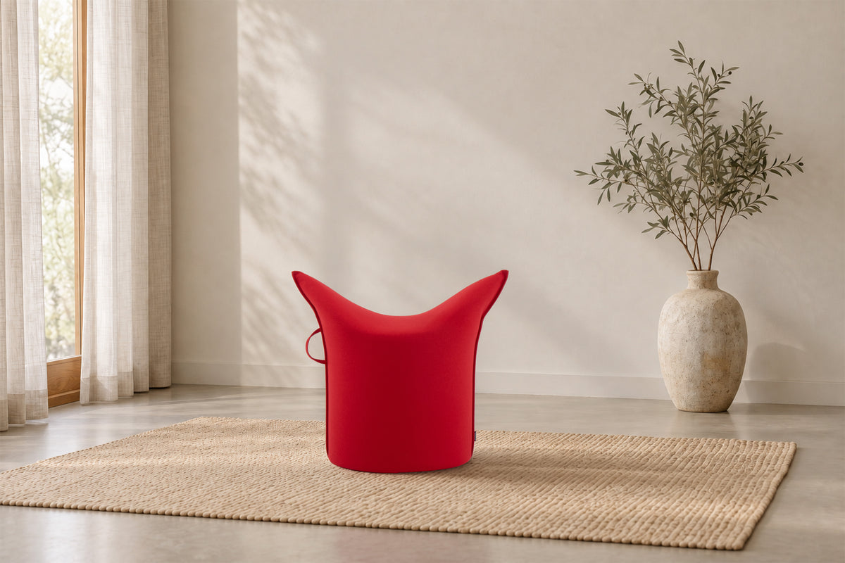 Wollfilz Hocker Rot | Niedrige Ausführung | Sitzhöhe 42 cm