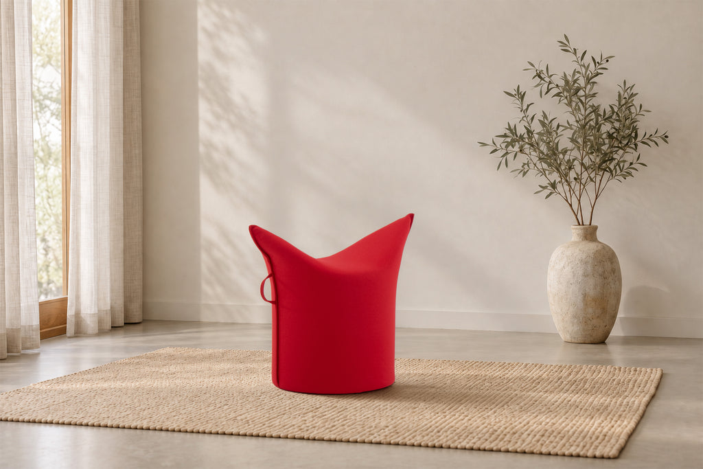 Wollfilz Hocker Rot | Niedrige Ausführung | Sitzhöhe 42 cm