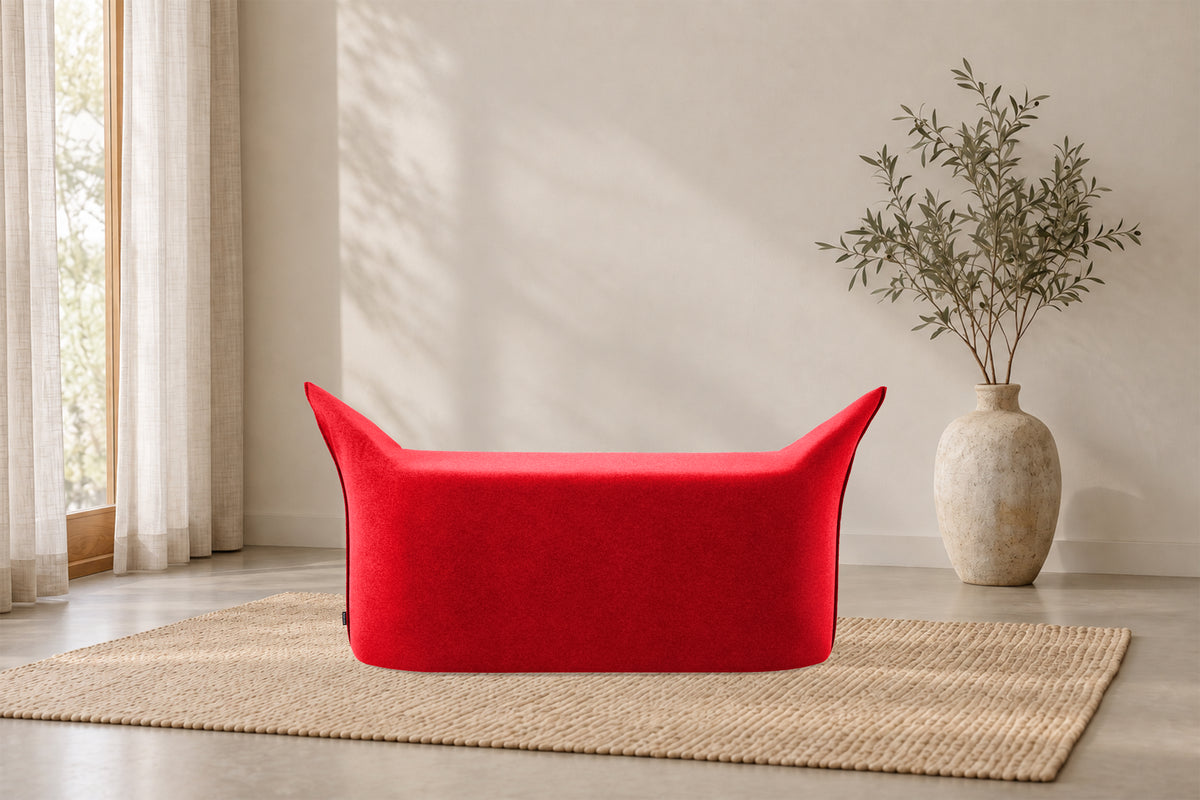 Wollfilz Hocker Rot | Ausführung Bank | Sitzhöhe 42 cm