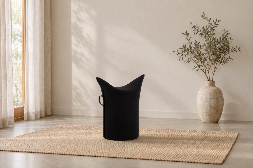 Wollfilz Hocker Schwarz | Hohe Ausführung | Sitzhöhe 50 cm