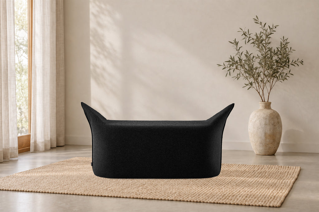 Wollfilz Hocker Schwarz |Ausführung Bank | Sitzhöhe 42 cm