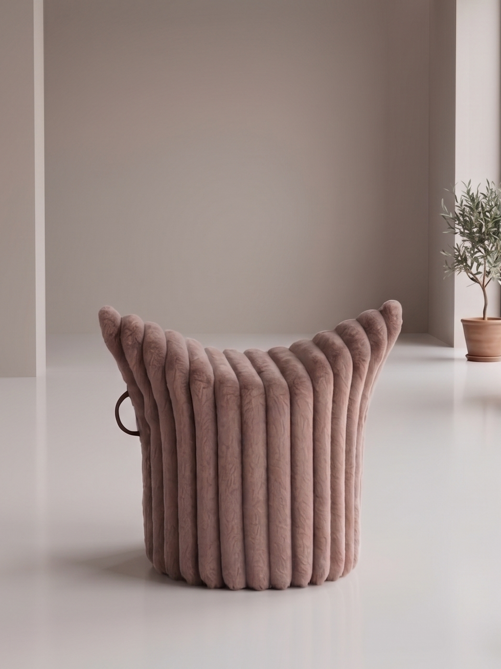 Winter-Edition Hocker „Hug“ Taupe | Niedrige Ausführung | Sitzhöhe 42 cm